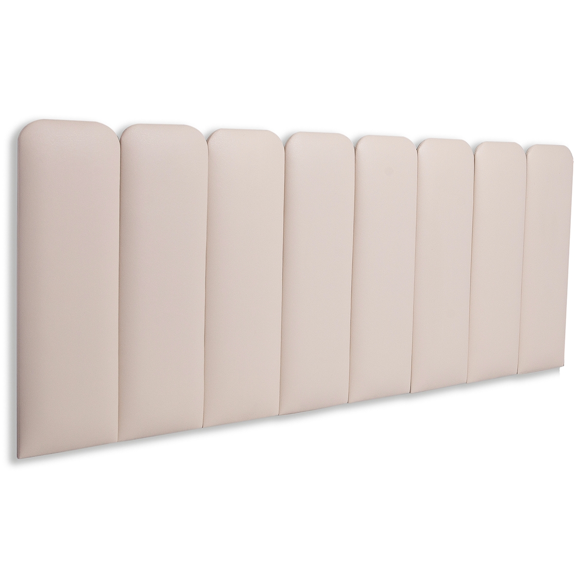 Cabeceira Queen Estofada Para Cama Box Kit 8 Placas Adesivas - Modelo Arredondada Courino Off White