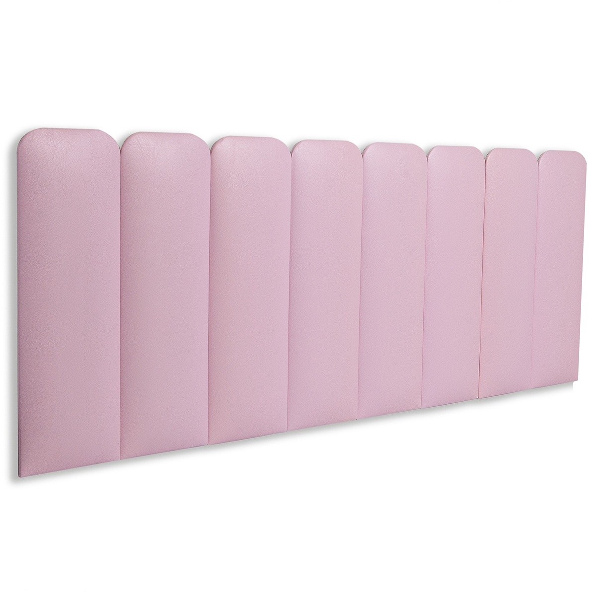 Cabeceira Queen Estofada Para Cama Box Kit 8 Placas Adesivas - Modelo Arredondada Courino Rosa