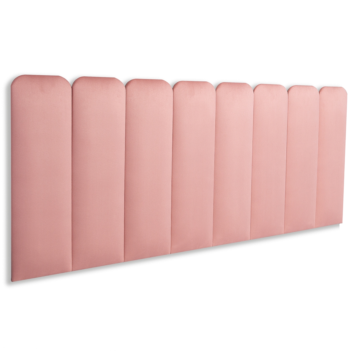 Cabeceira Queen Estofada Para Cama Box Kit 8 Placas Adesivas - Modelo Arredondada Veludo Rosê