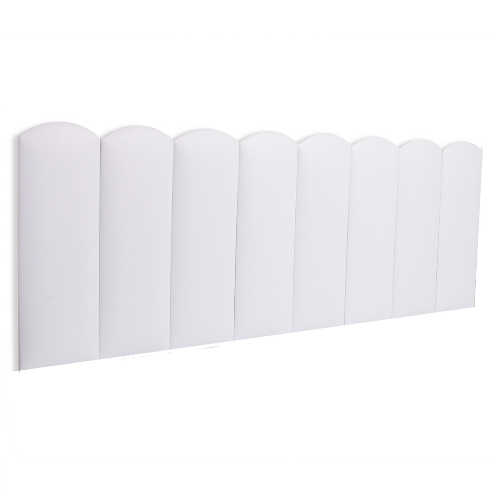 Cabeceira Queen Estofada Para Cama Box Kit 8 Placas Adesivas - Modelo Nuvem Courino Branco
