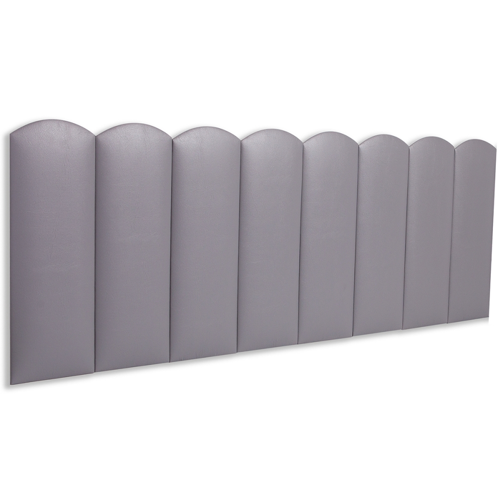 Cabeceira Queen Estofada Para Cama Box Kit 8 Placas Adesivas - Modelo Nuvem Courino Cinza