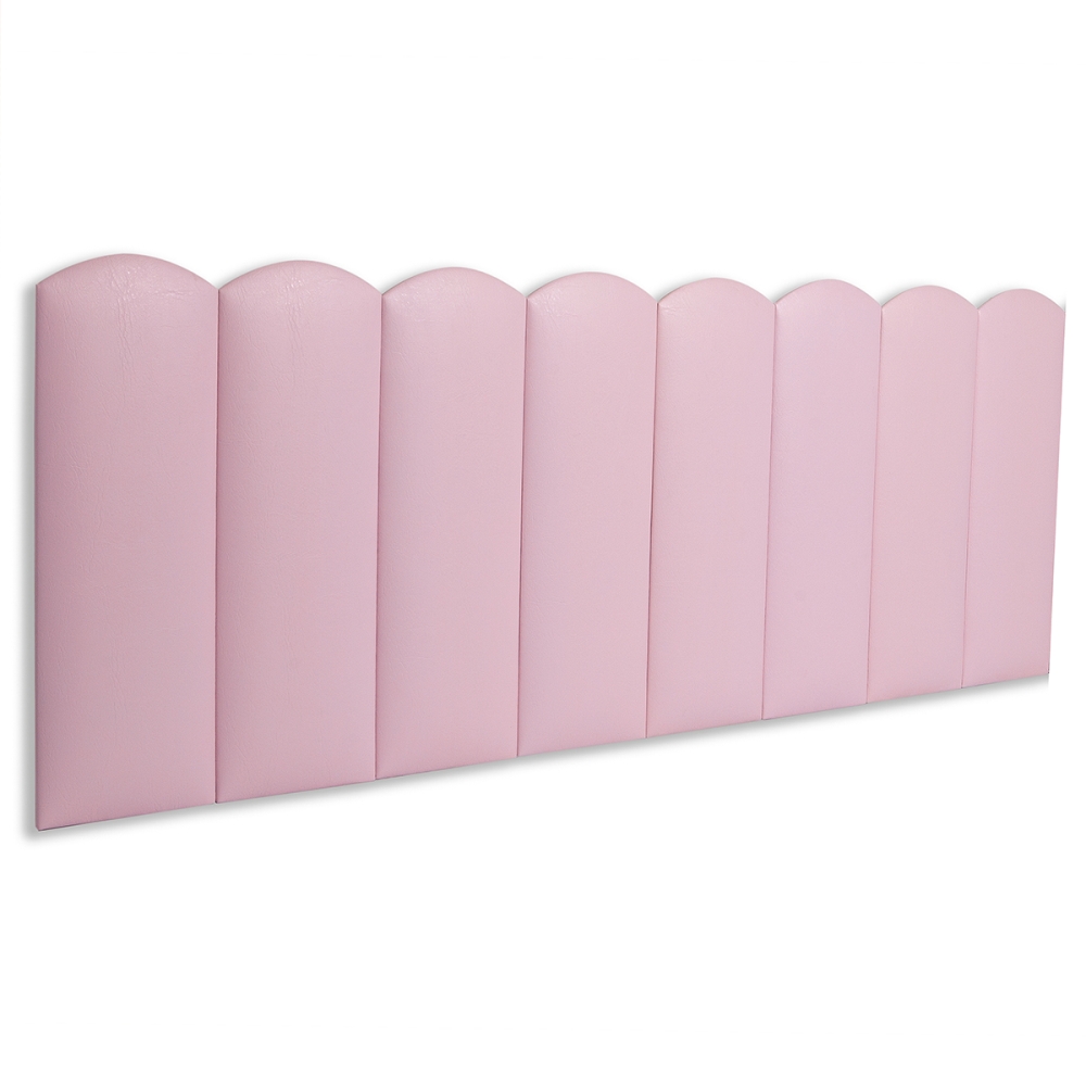 Cabeceira Queen Estofada Para Cama Box Kit 8 Placas Adesivas - Modelo Nuvem Courino Rosa