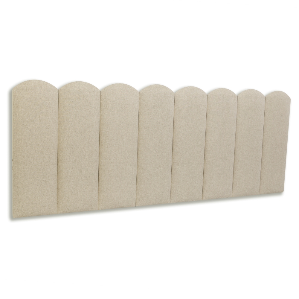 Cabeceira Queen Estofada Para Cama Box Kit 8 Placas Adesivas - Modelo Nuvem Linho Cru