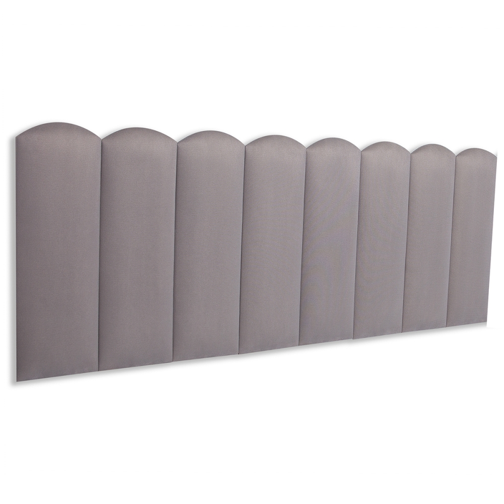 Cabeceira Queen Estofada Para Cama Box Kit 8 Placas Adesivas - Modelo Nuvem Suede Cinza