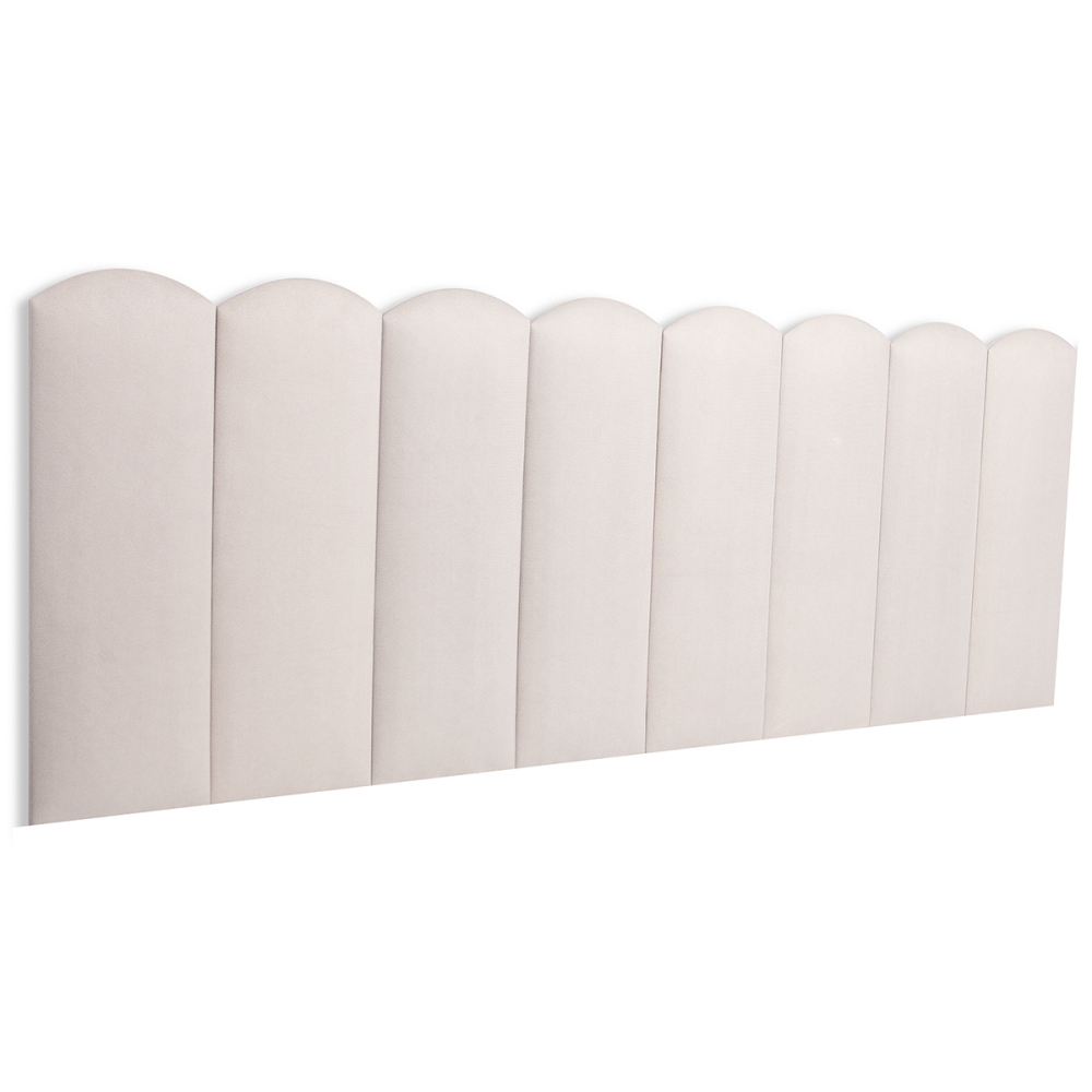 Cabeceira Queen Estofada Para Cama Box Kit 8 Placas Adesivas - Modelo Nuvem Suede Off White