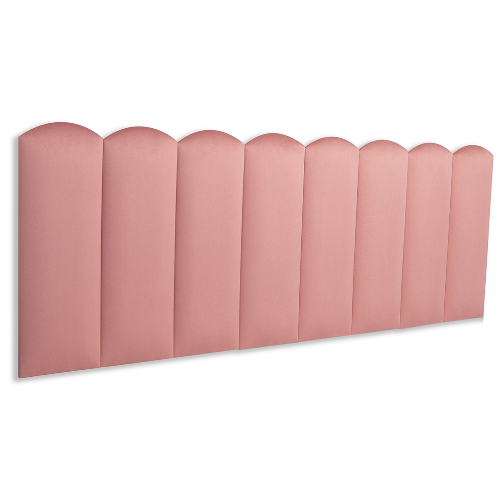 Cabeceira Queen Estofada Para Cama Box Kit 8 Placas Adesivas - Modelo Nuvem Veludo Rosê