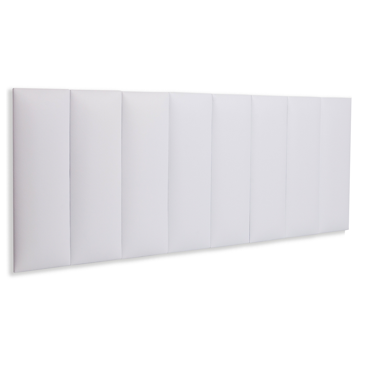 Cabeceira Queen Estofada Para Cama Box Kit 8 Placas Adesivas - Modelo Reta Courino Branco