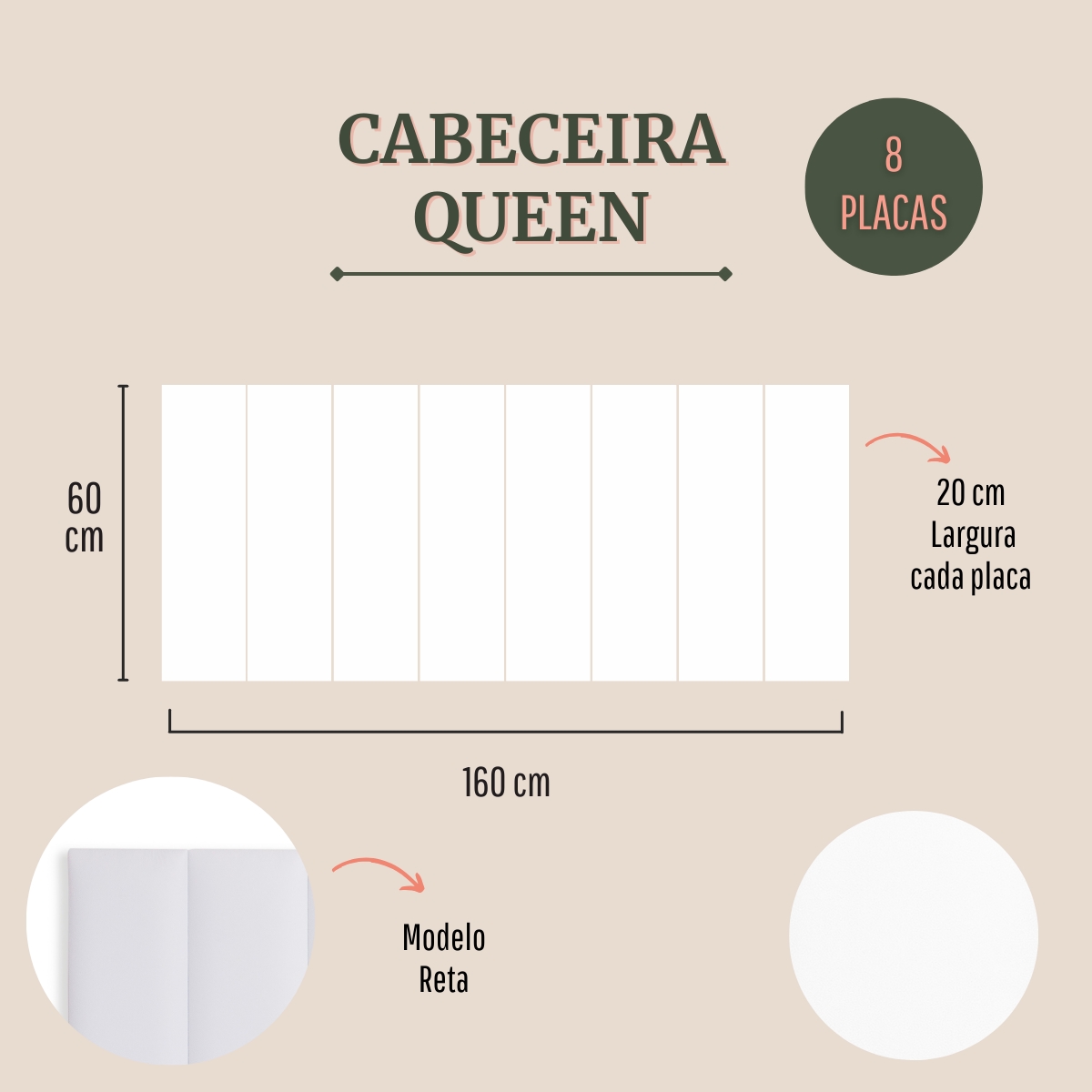 Cabeceira Queen Estofada Para Cama Box Kit 8 Placas Adesivas - Modelo Reta Courino Branco