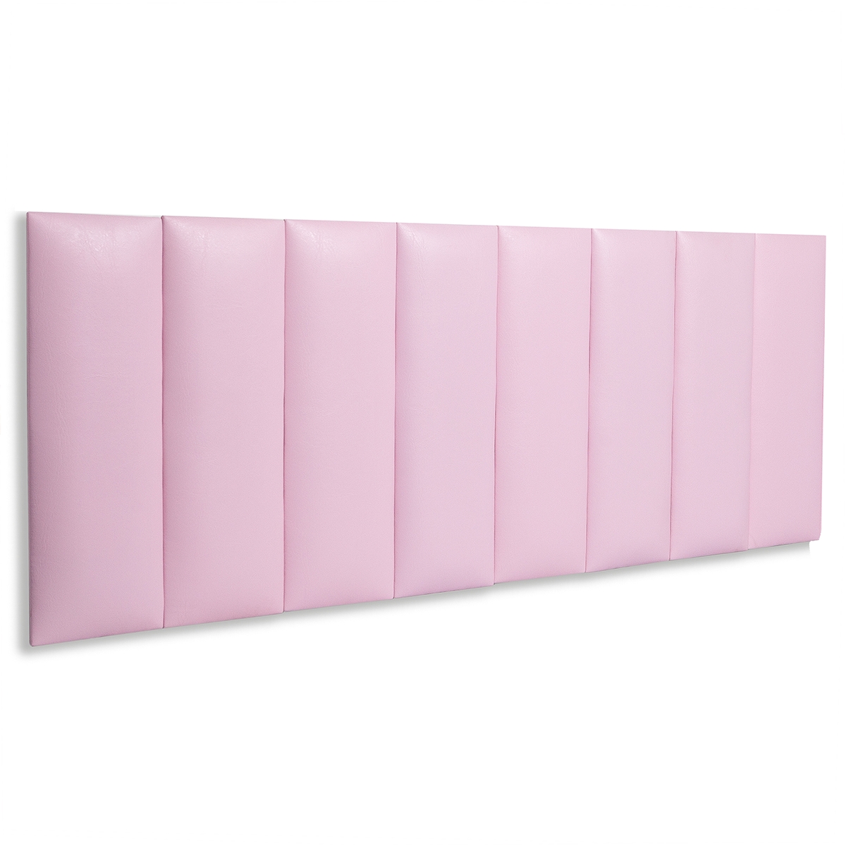 Cabeceira Queen Estofada Para Cama Box Kit 8 Placas Adesivas - Modelo Reta Courino Rosa