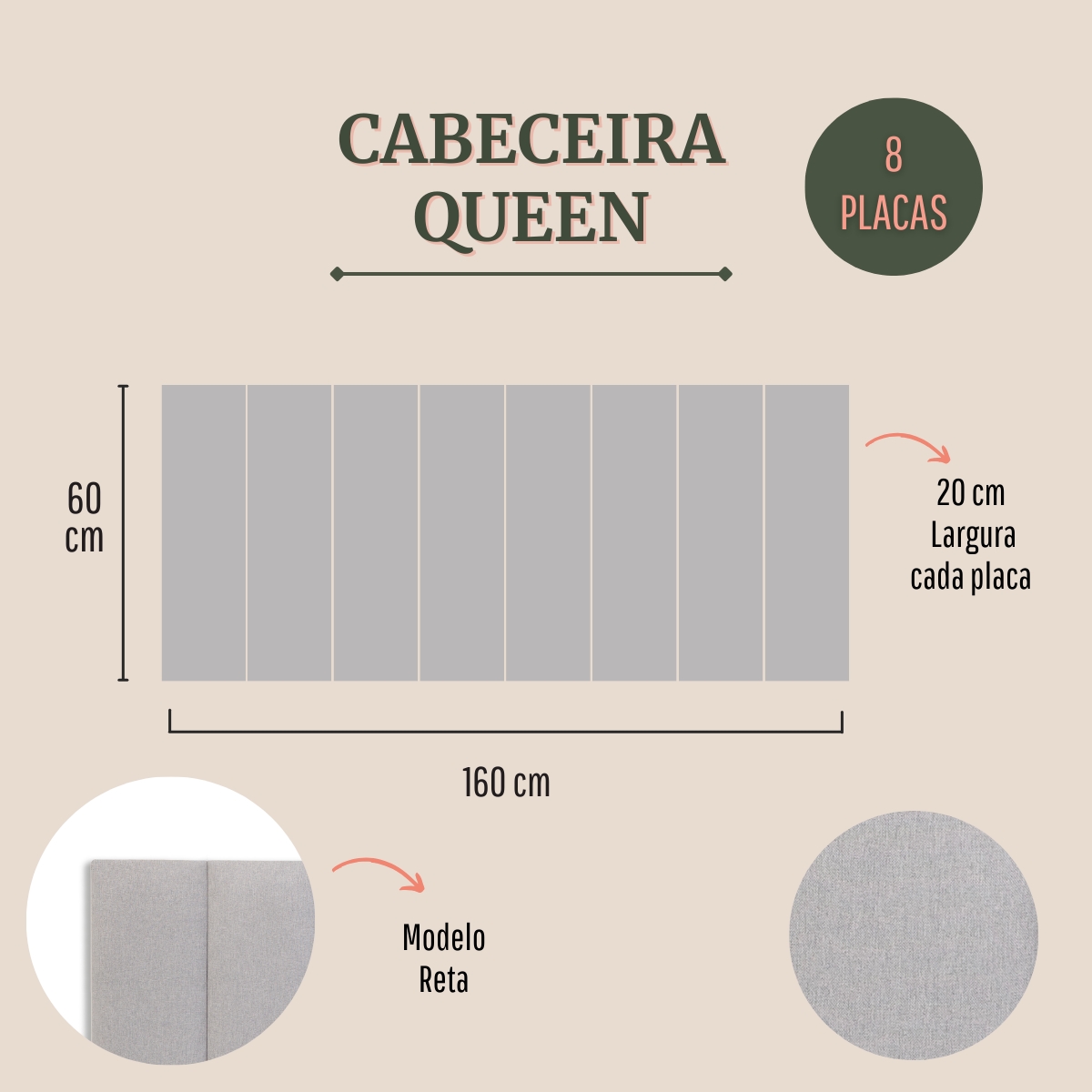 Cabeceira Queen Estofada Para Cama Box Kit 8 Placas Adesivas - Modelo Reta Linho Gelo