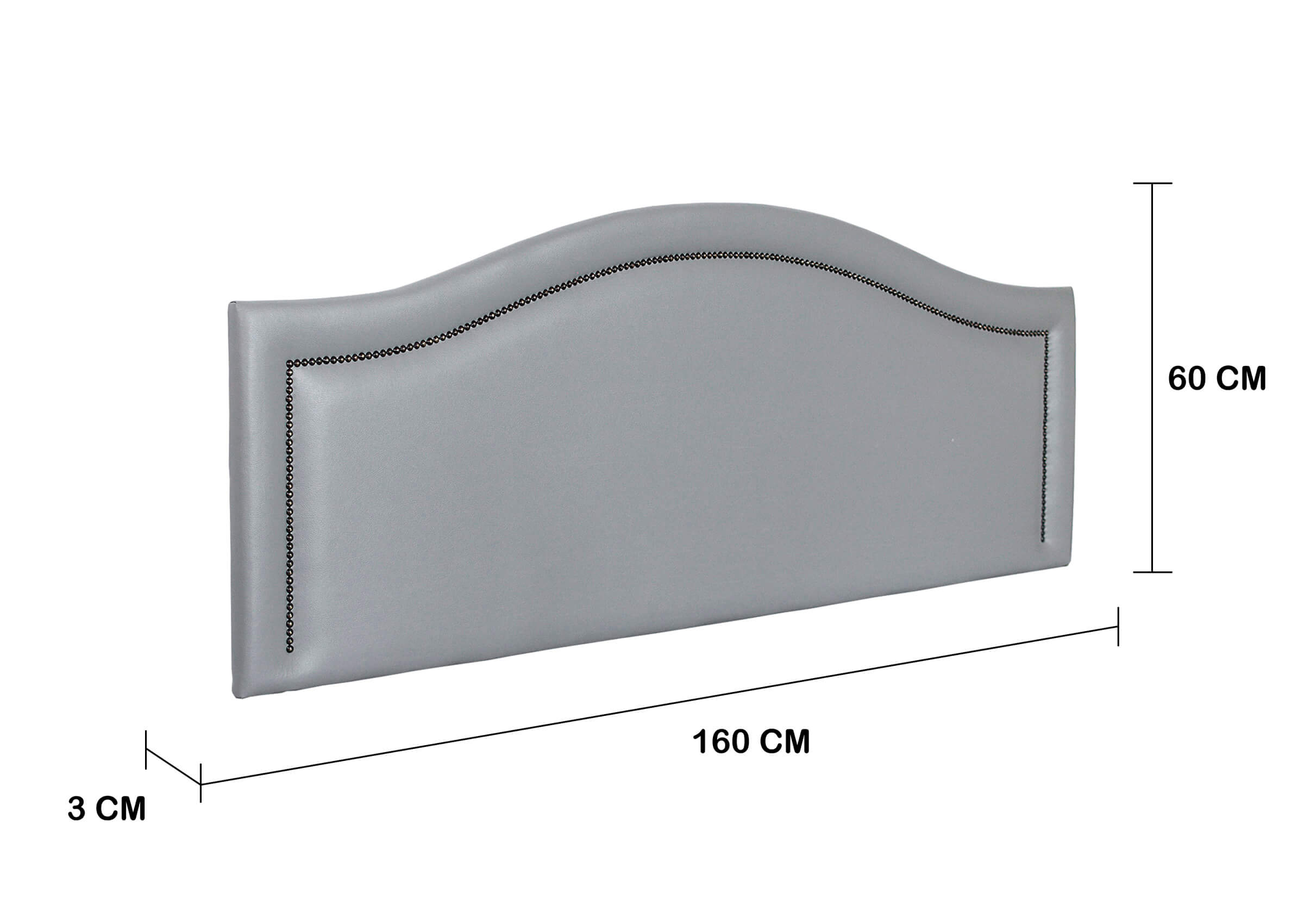 Cabeceira Queen Para Cama Box Curva 160x60 Courino Cinza - Tachas Fumê
