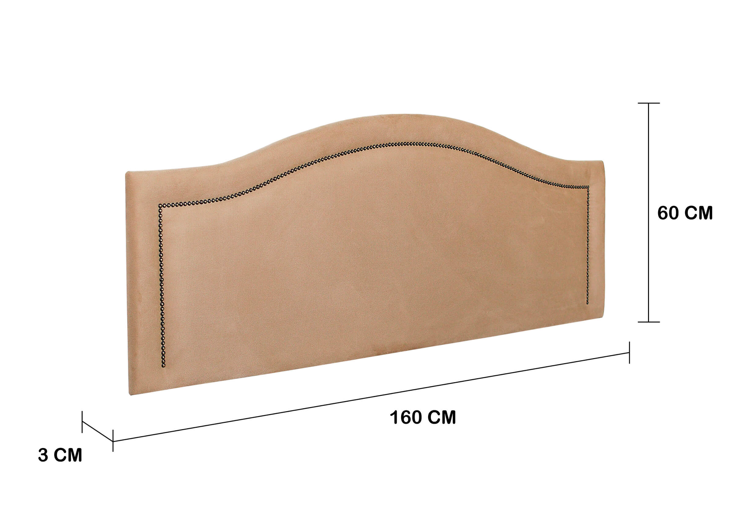 Cabeceira Queen Para Cama Box Curva 160x60 Suede Bege - Tachas Fumê
