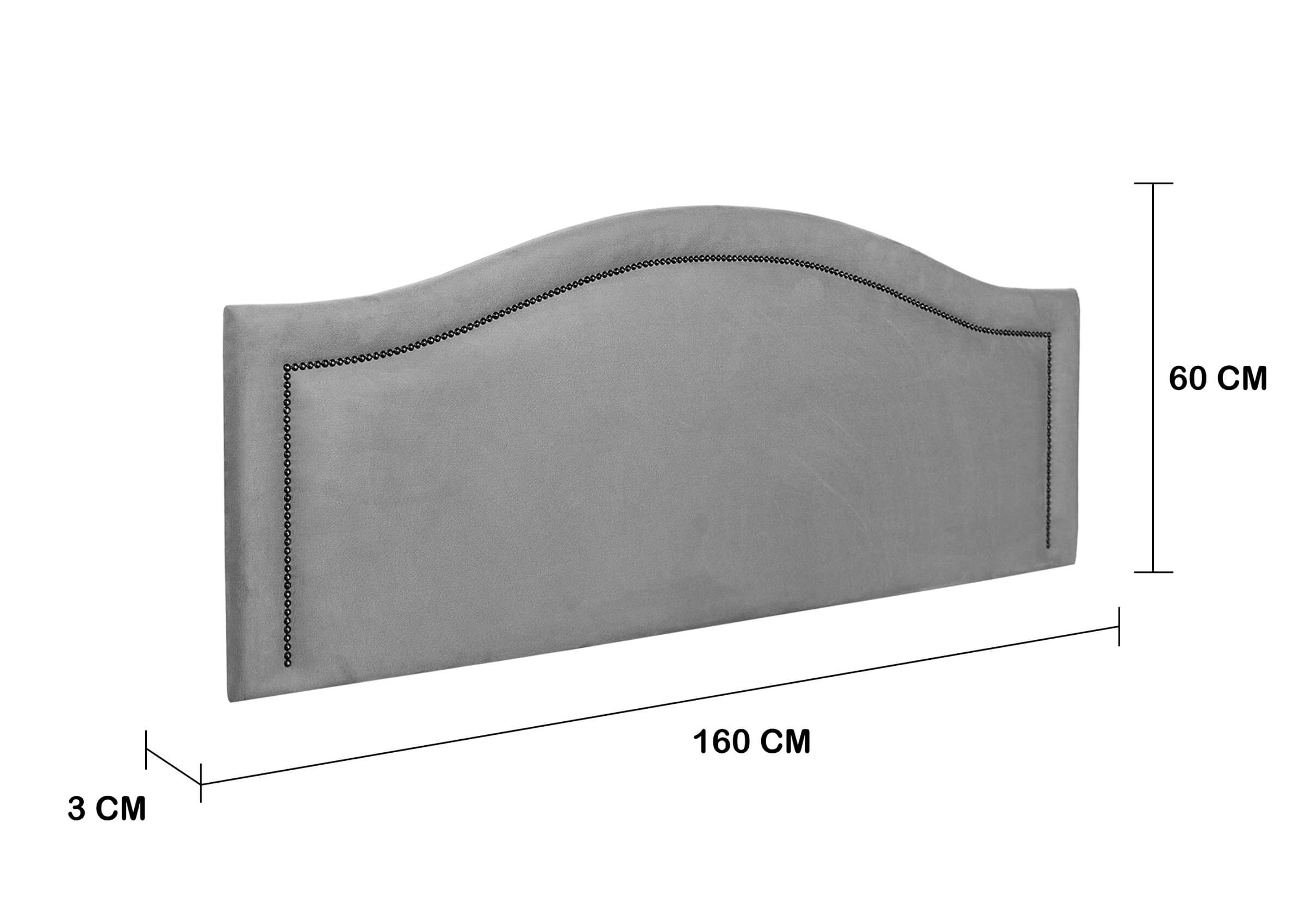 Cabeceira Queen Para Cama Box Curva 160x60 Suede Cinza - Tachas Fumê