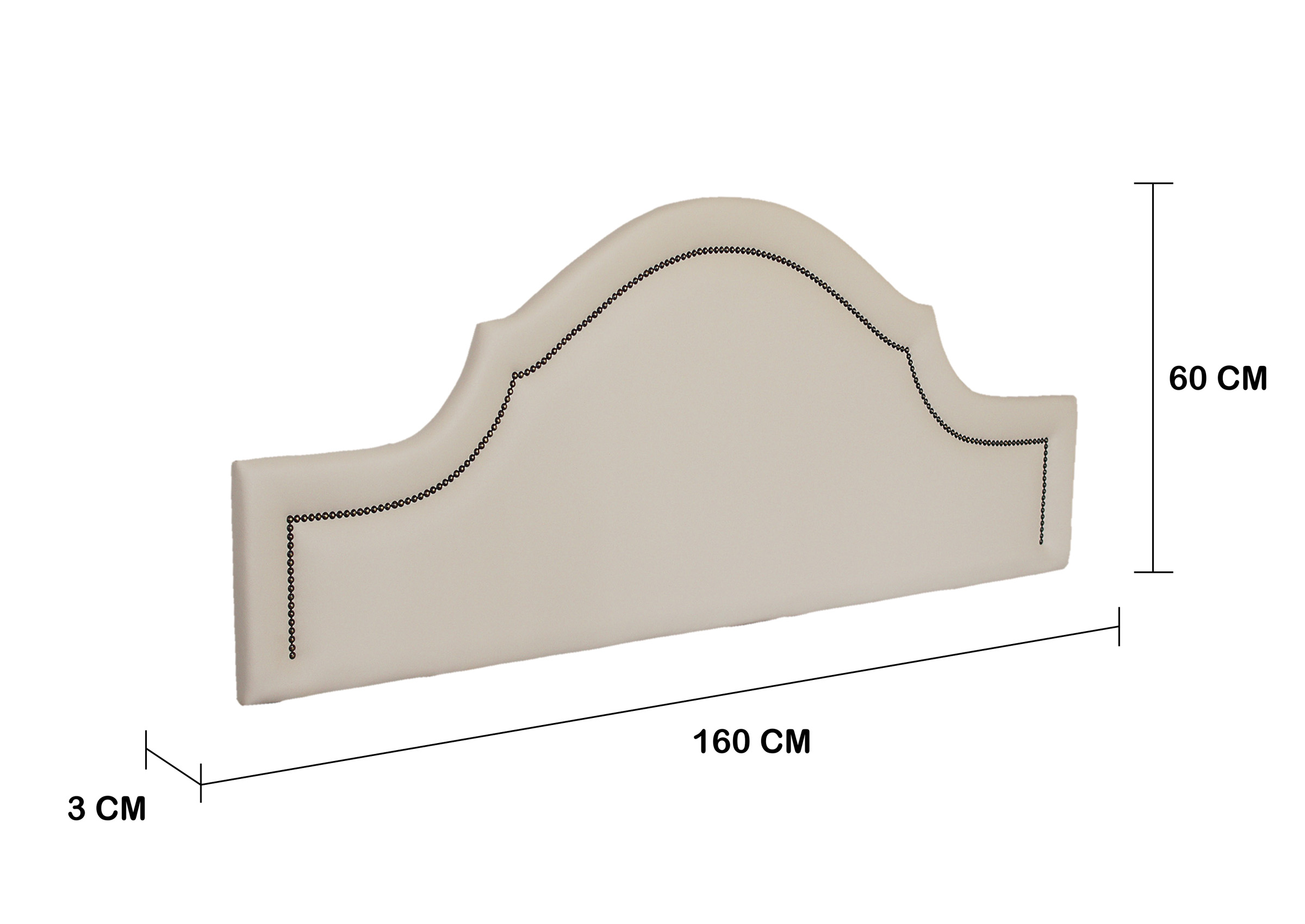 Cabeceira Queen Para Cama Box Provençal 160x60 Courino Off White - Tachas Fumê