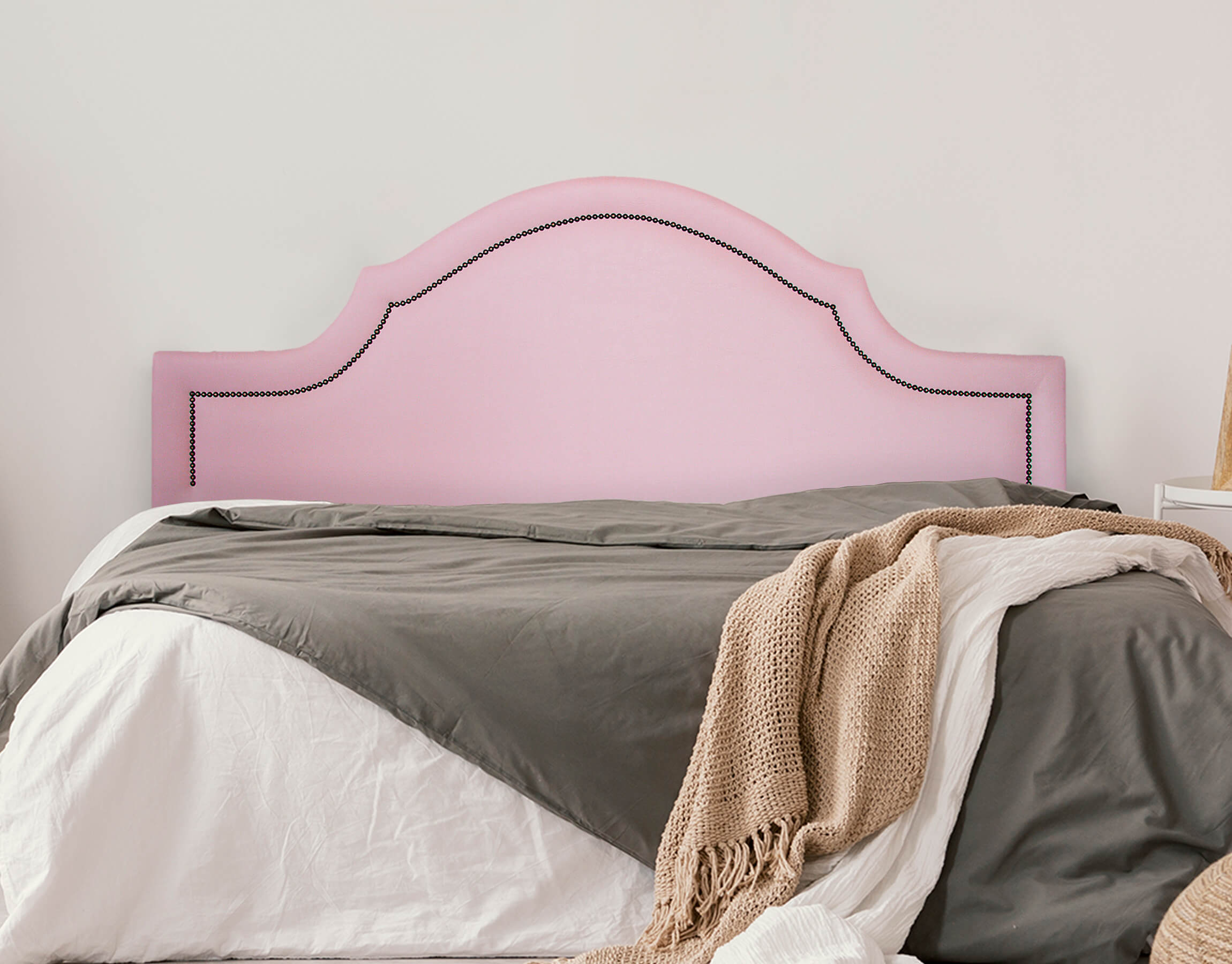 Cabeceira Queen Para Cama Box Provençal 160x60 Courino Rosa - Tachas Fumê