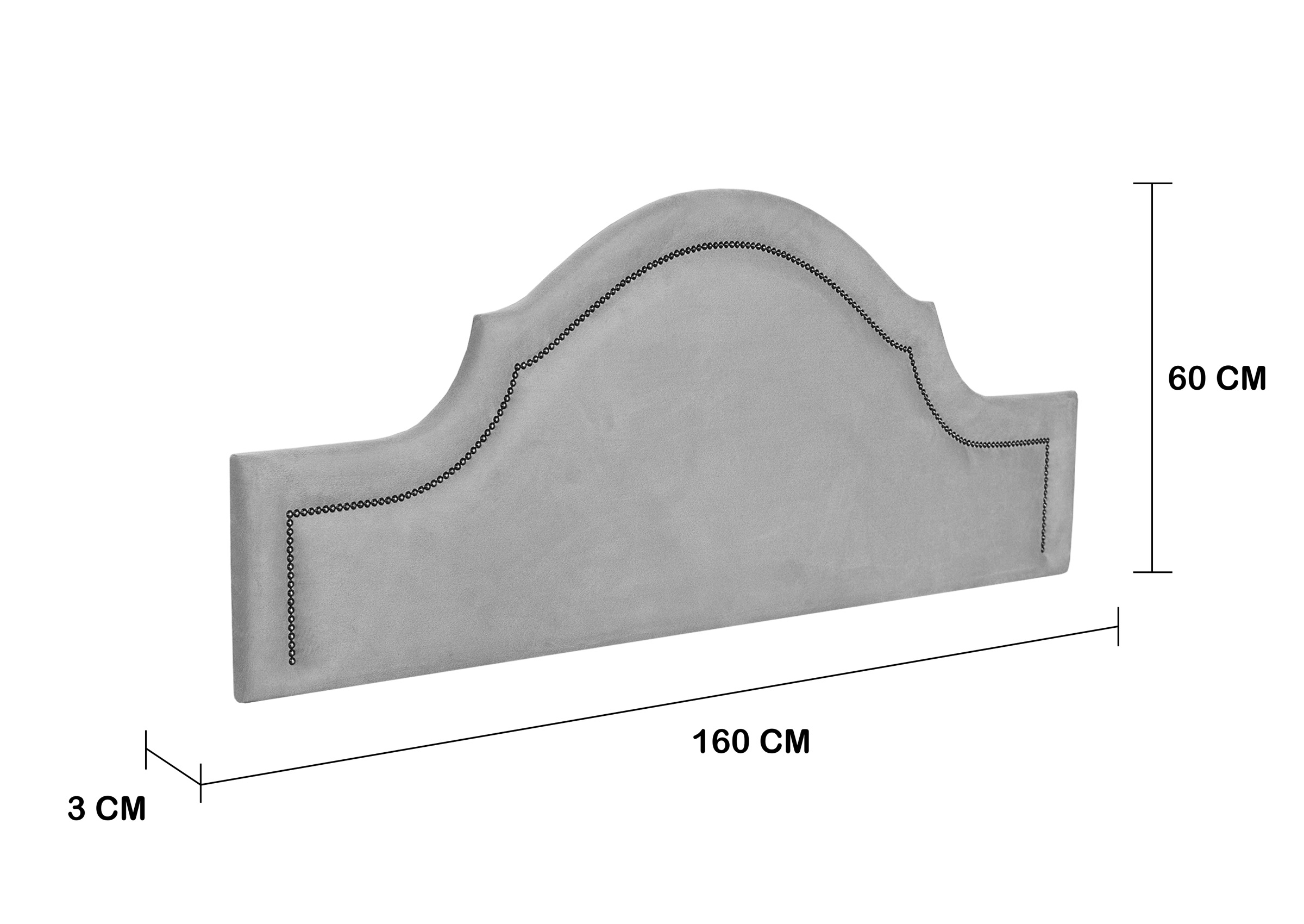 Cabeceira Queen Para Cama Box Provençal 160x60 Suede Cinza - Tachas Fumê