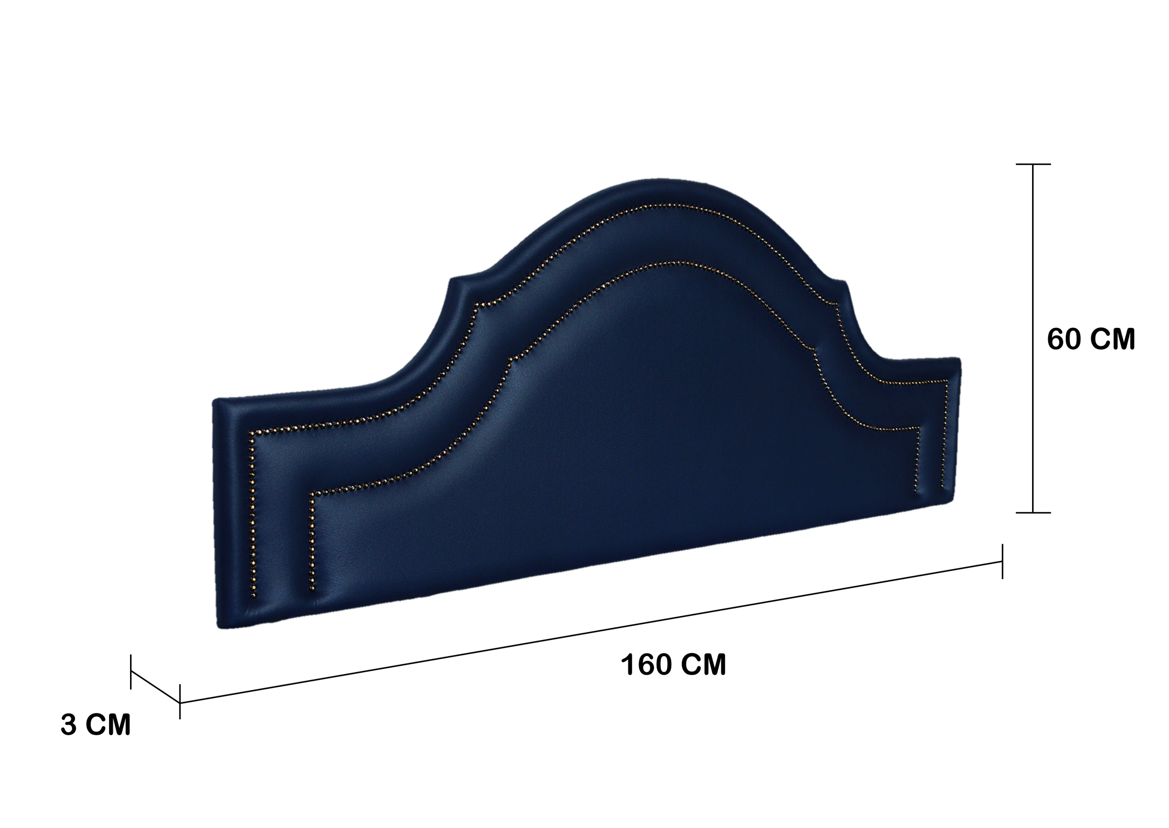 Cabeceira Queen Para Cama Box Provençal Dupla 160x60 Courino Azul - Tachas Fumê