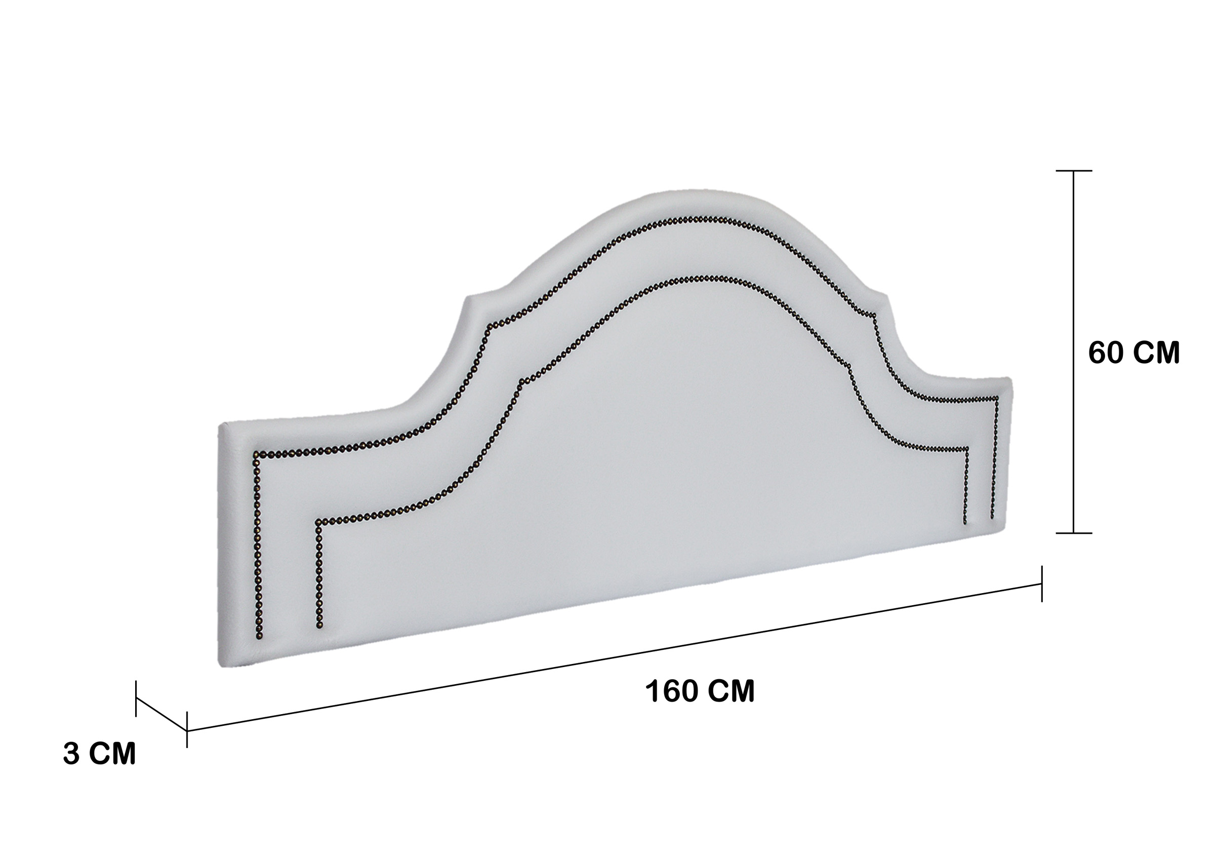 Cabeceira Queen Para Cama Box Provençal Dupla 160x60 Courino Branco - Tachas Fumê