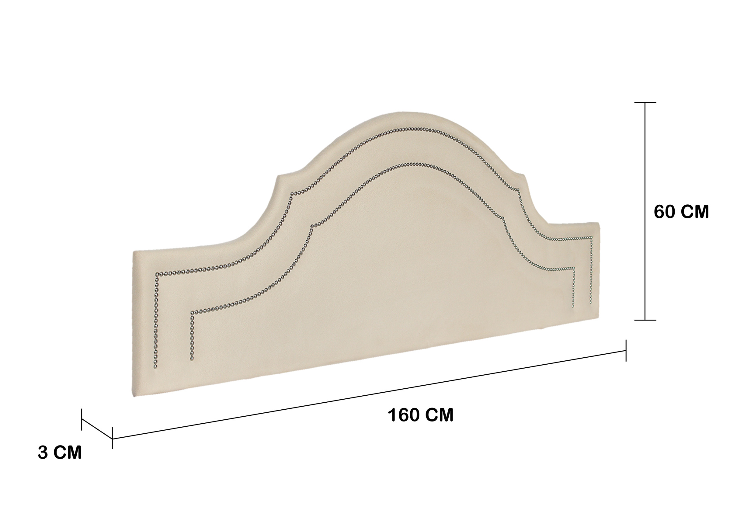Cabeceira Queen Para Cama Box Provençal Dupla 160x60 Suede Off White - Tachas Prata