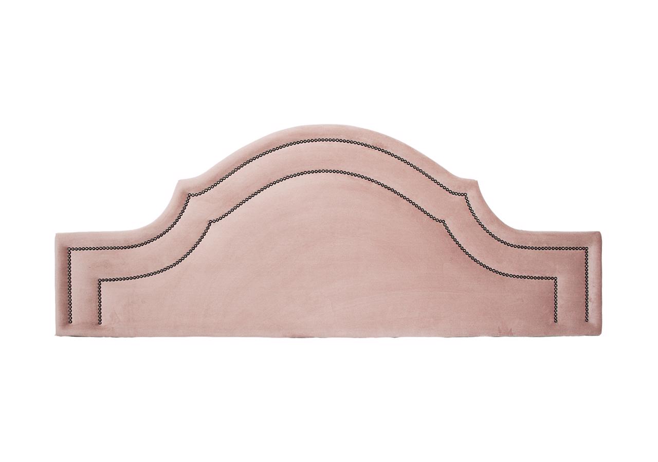 Cabeceira Queen Para Cama Box Provençal Dupla 160x60 Veludo Rosê - Tachas Fumê