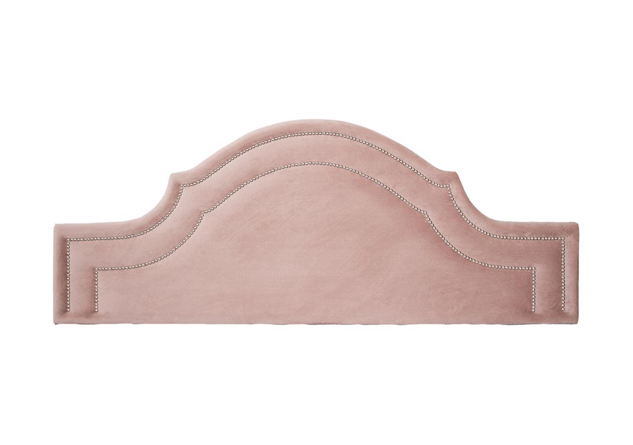 Cabeceira Queen Para Cama Box Provençal Dupla 160x60 Veludo Rosê - Tachas Prata