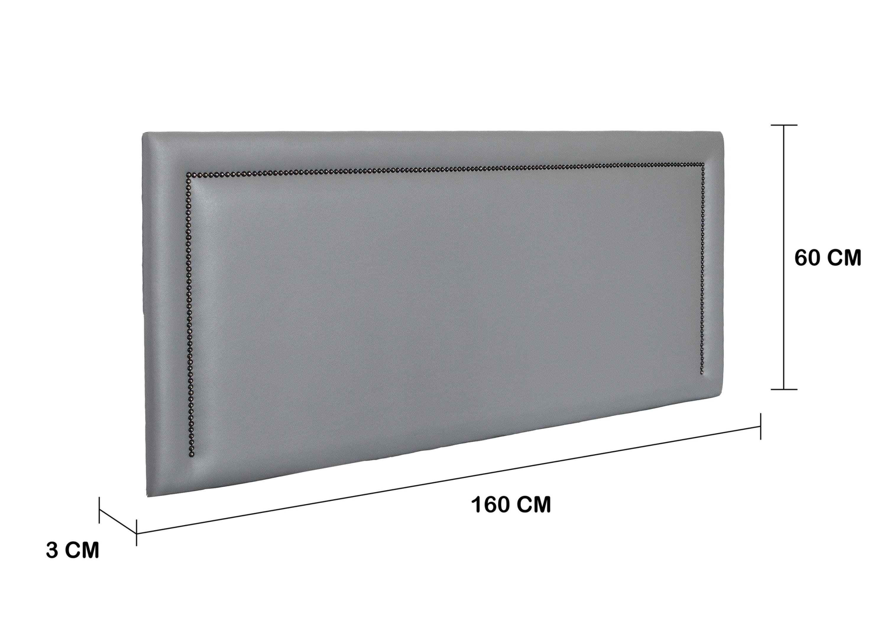 Cabeceira Queen Reta Luxo 160x60 Courino Cinza - Tachas Fumê