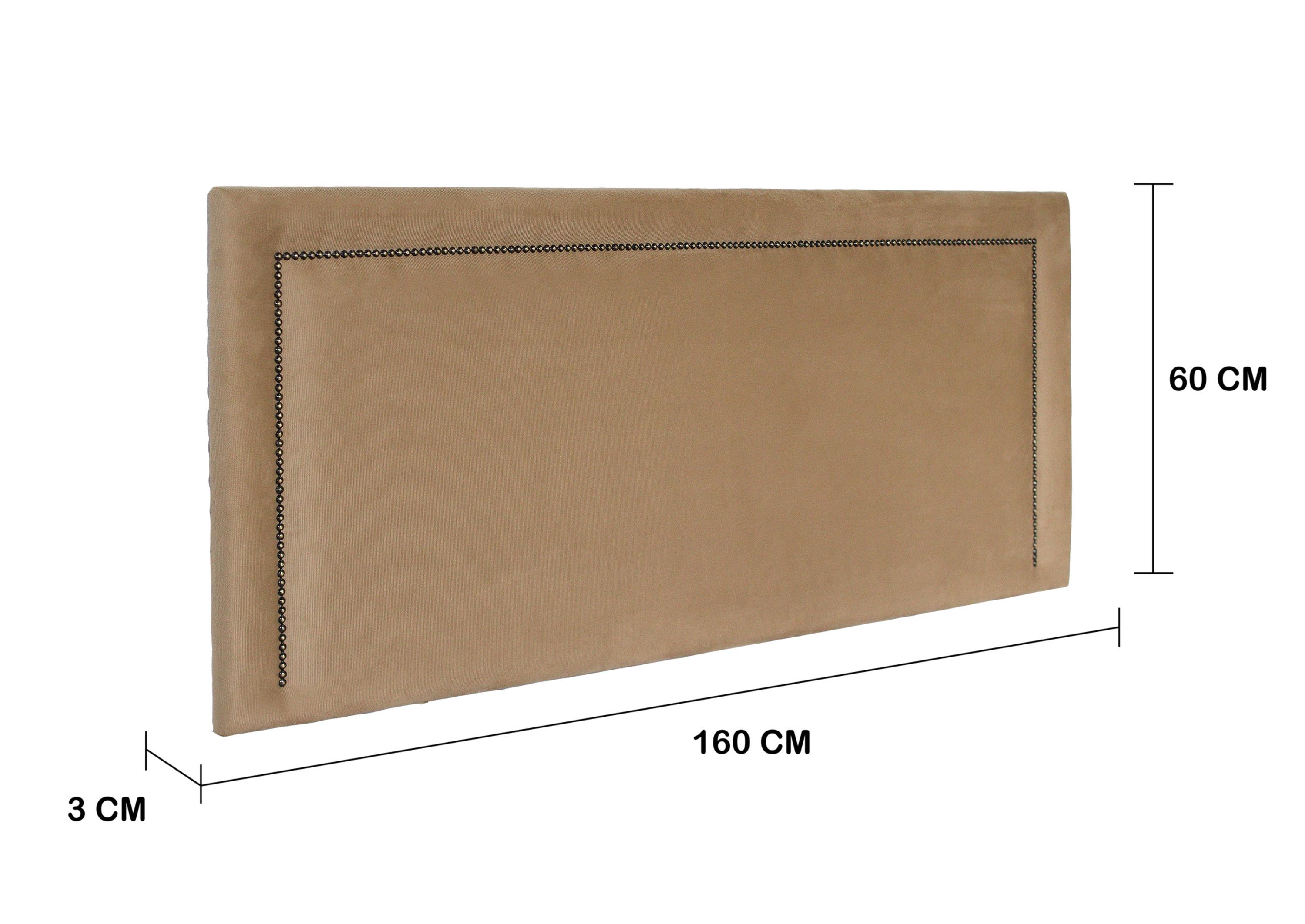Cabeceira Queen Reta Luxo 160x60 Suede Bege - Tachas Fumê