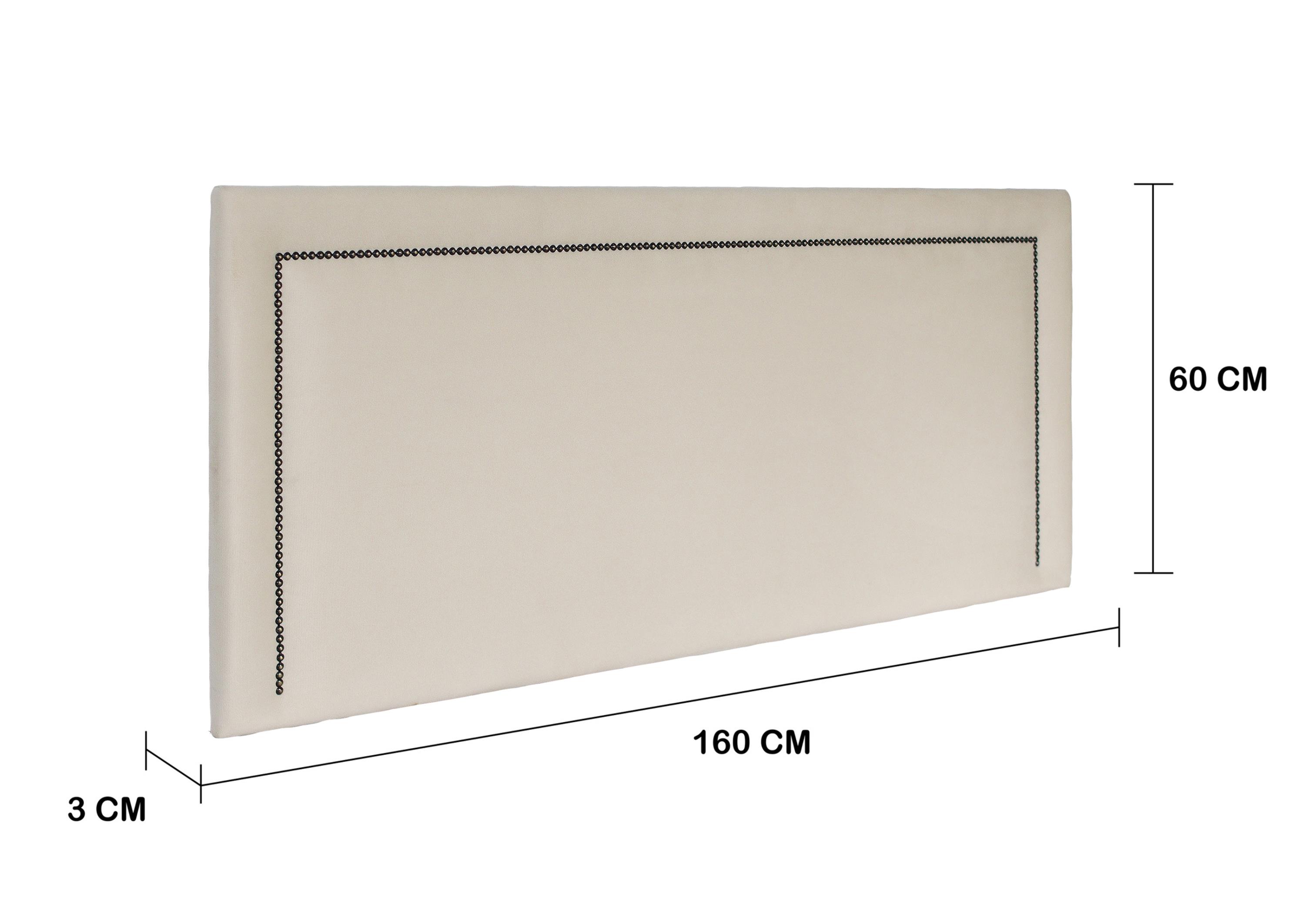 Cabeceira Queen Reta Luxo 160x60 Suede Off White - Tachas Fumê