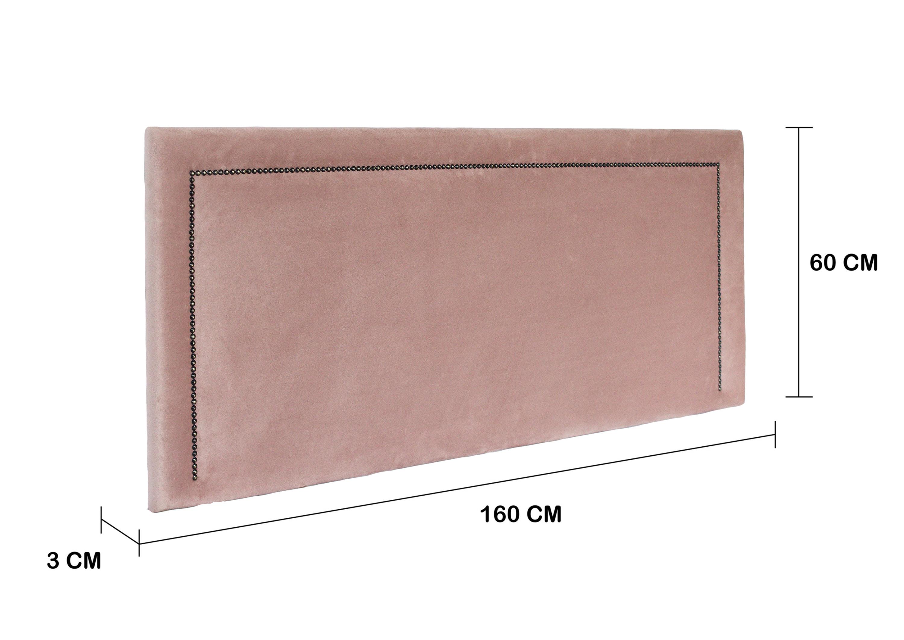 Cabeceira Queen Reta Luxo 160x60 Veludo Rosê  - Tachas Fumê