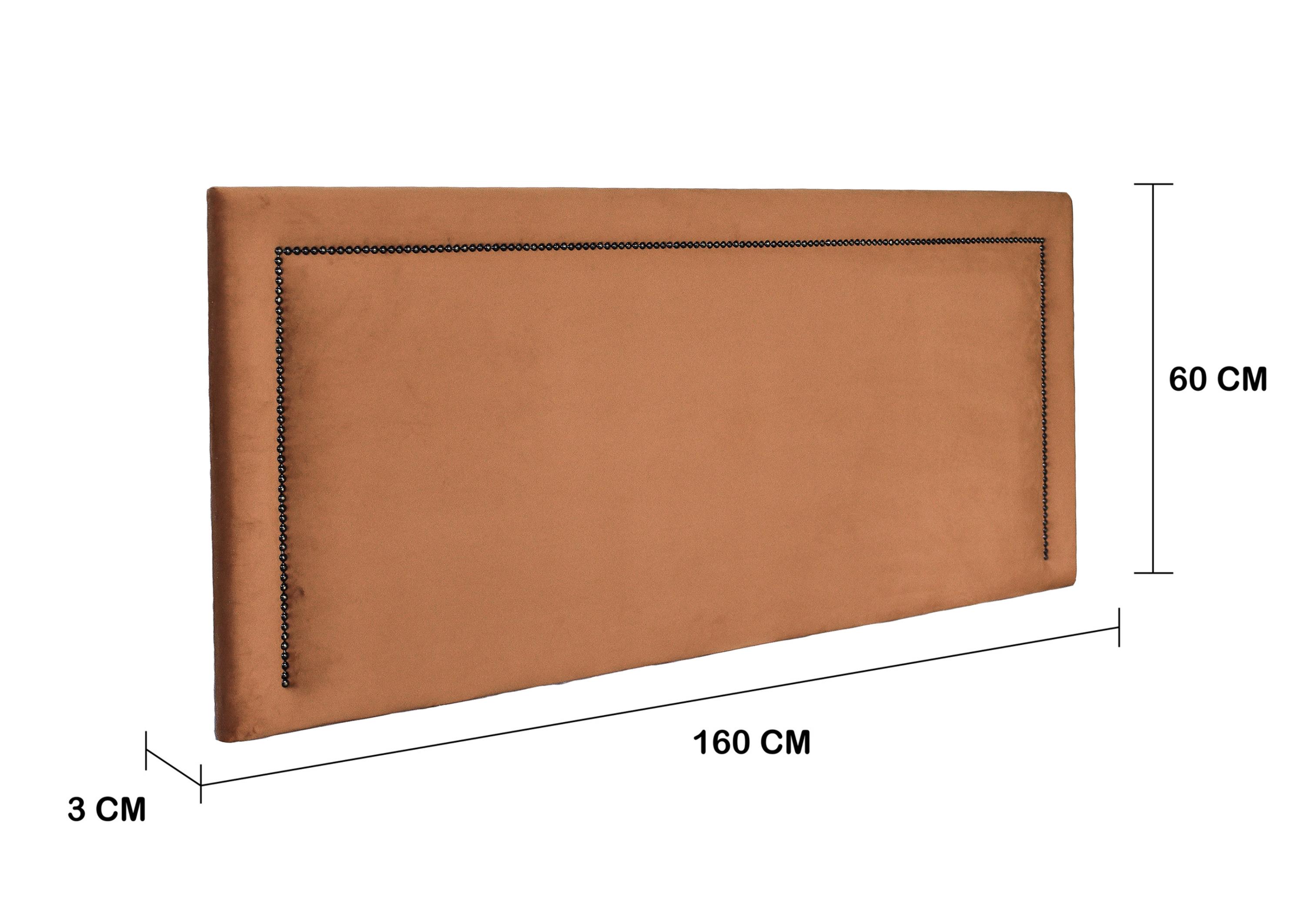 Cabeceira Queen Reta Luxo 160x60 Veludo Terracota - Tachas Fumê