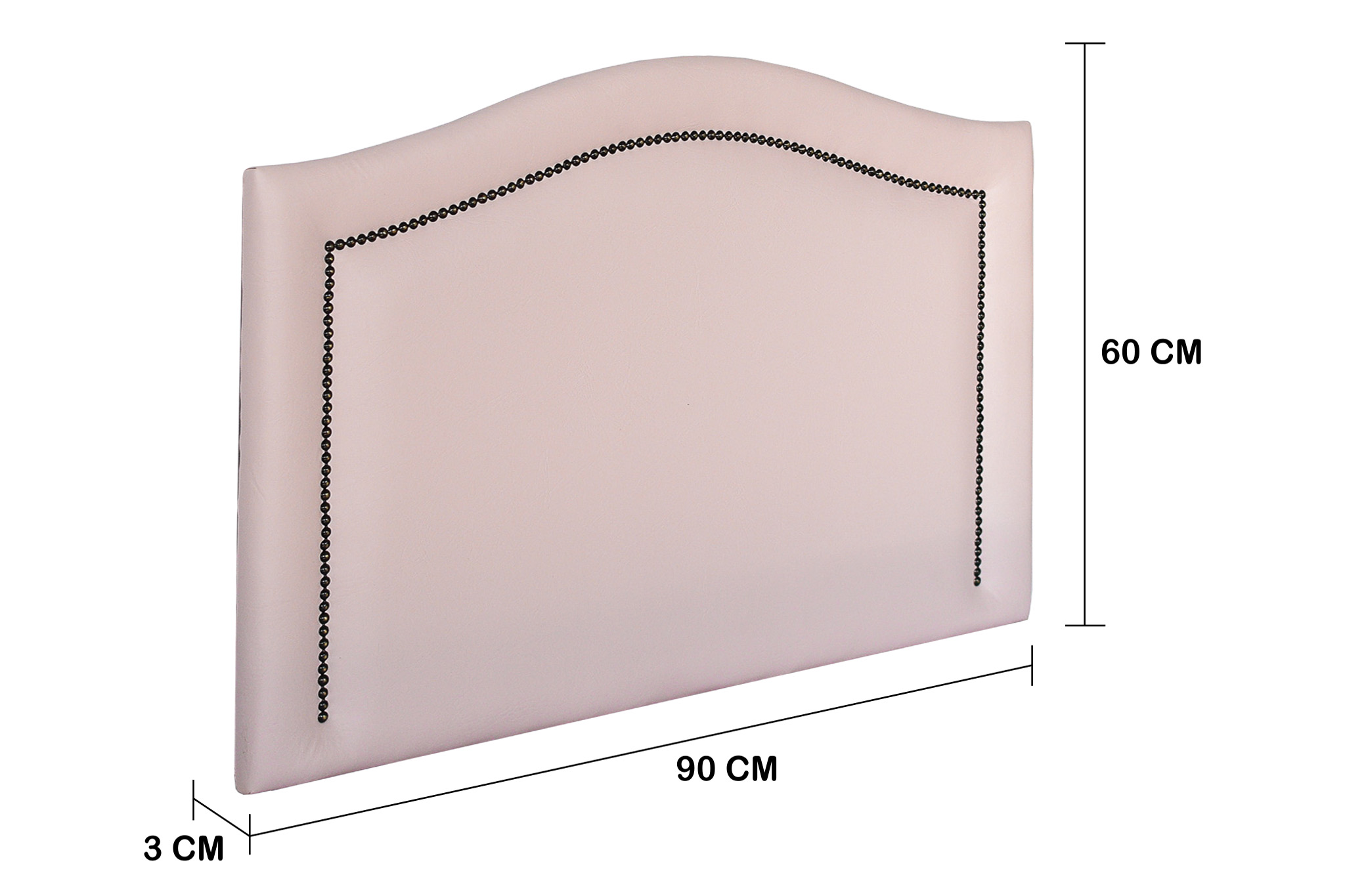 Cabeceira Solteiro Curva 90x60cm Courino Rosa - Tachas Fumê