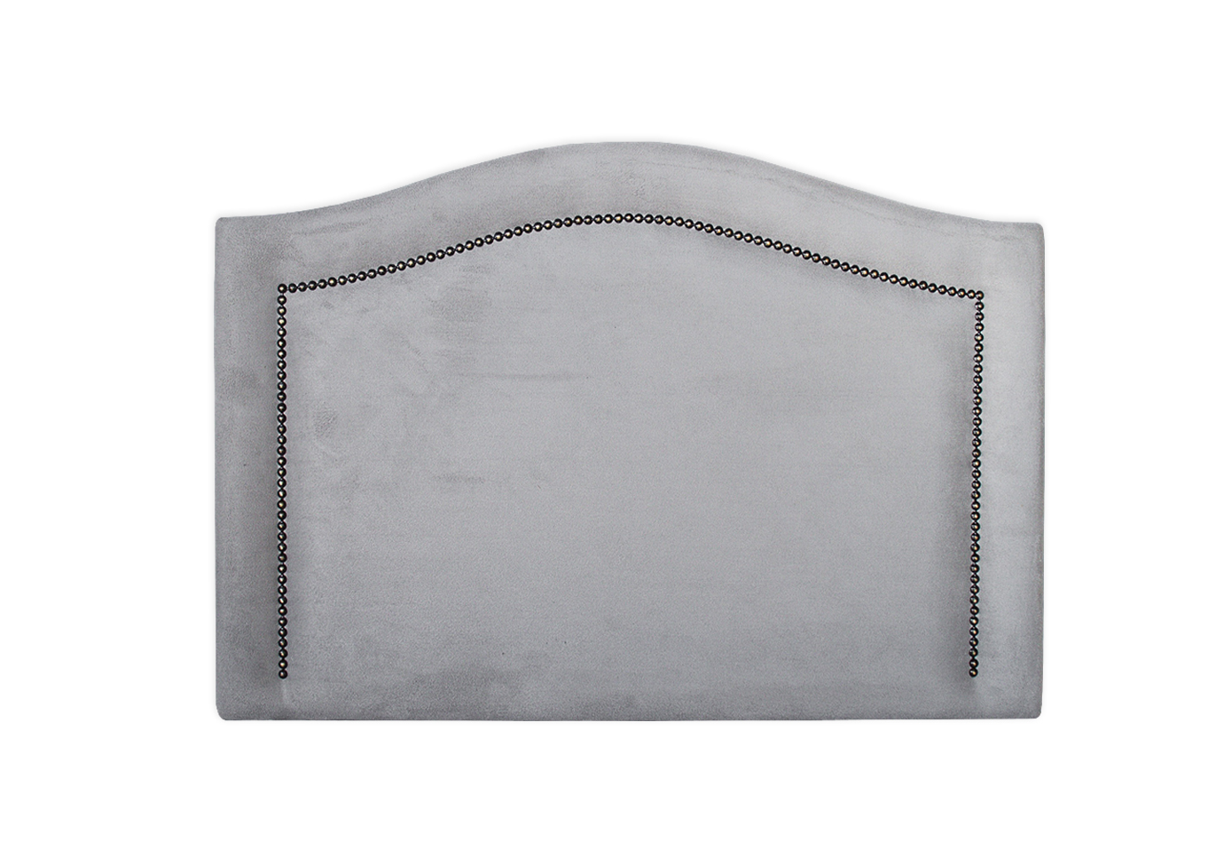 Cabeceira Solteiro Curva 90x60cm Suede Cinza - Tachas Fumê