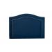 Cabeceira Solteiro Curva 90x60cm Veludo Azul - Tachas Prata