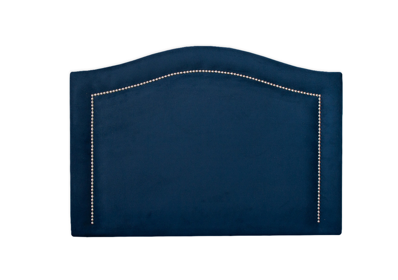 Cabeceira Solteiro Curva 90x60cm Veludo Azul - Tachas Prata