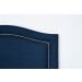 Cabeceira Solteiro Curva 90x60cm Veludo Azul - Tachas Prata