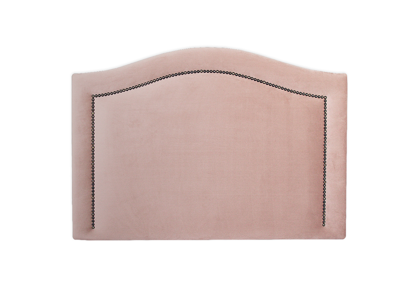 Cabeceira Solteiro Curva 90x60cm Veludo Rosê - Tachas Fumê