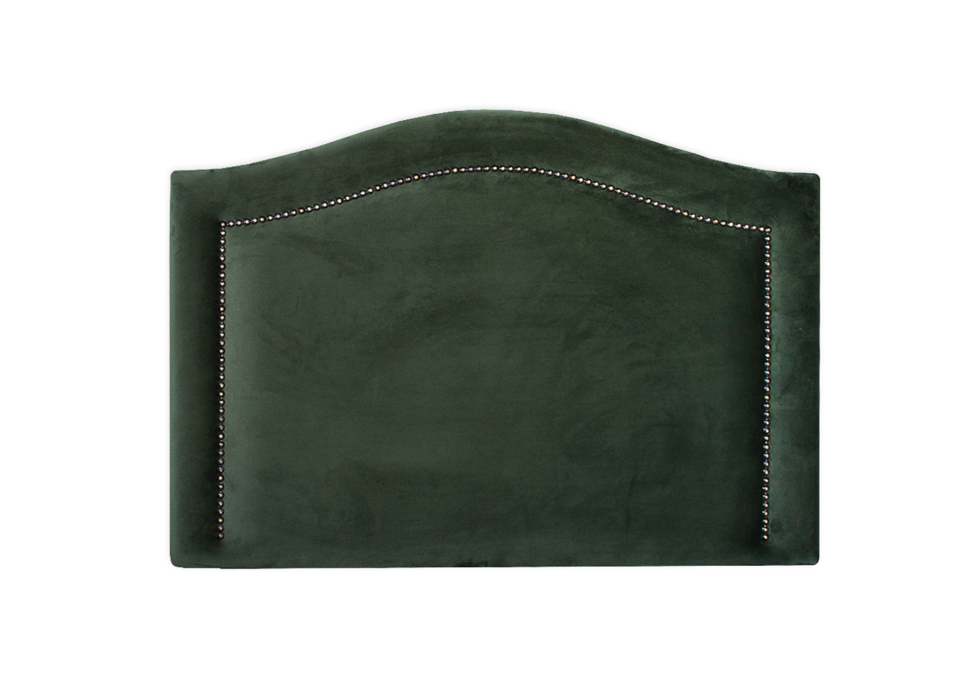 Cabeceira Solteiro Curva 90x60cm Veludo Verde - Tachas Fumê