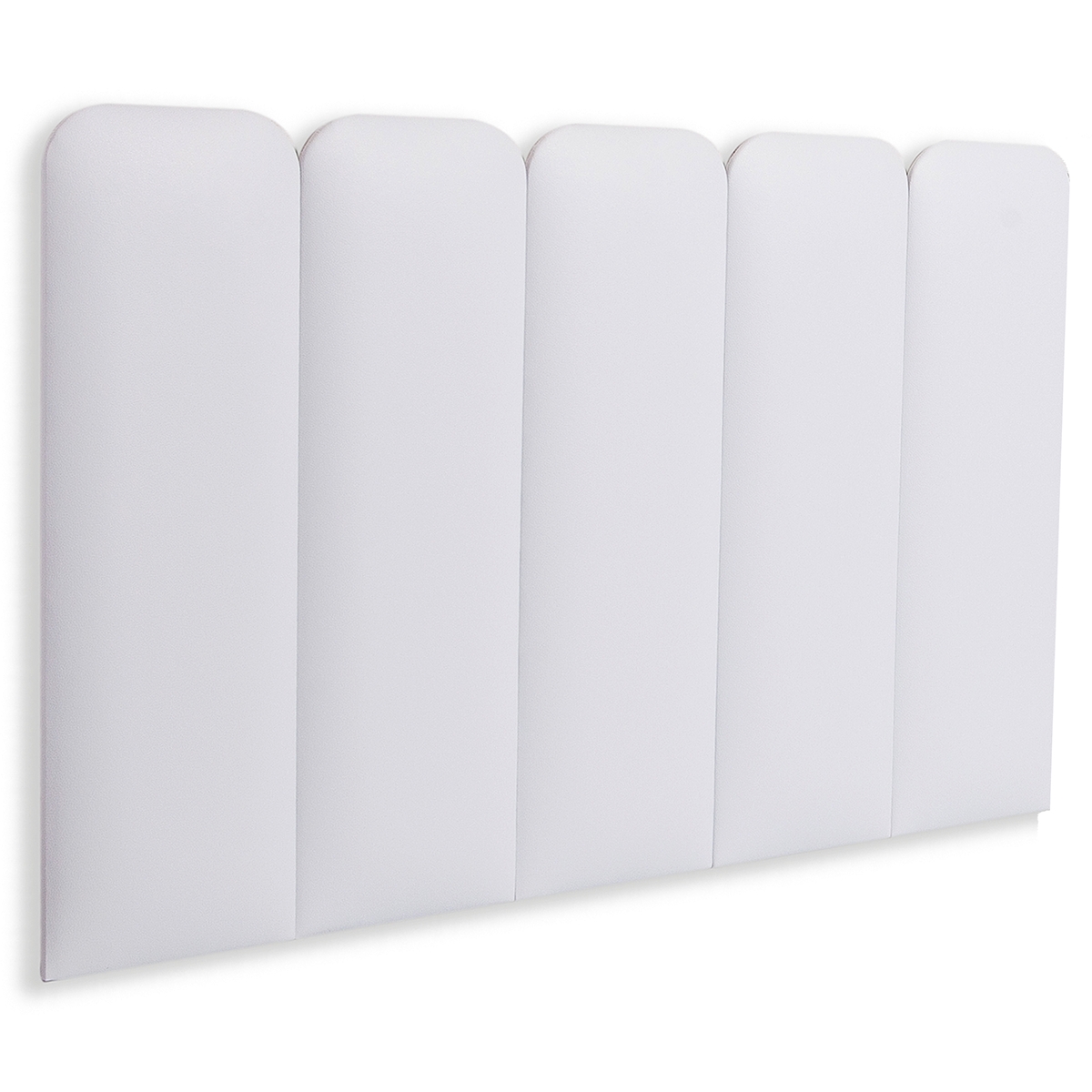 Cabeceira Solteiro Estofada Para Cama Box Kit 5 Placas Adesivas - Modelo Arredondada Courino Branco