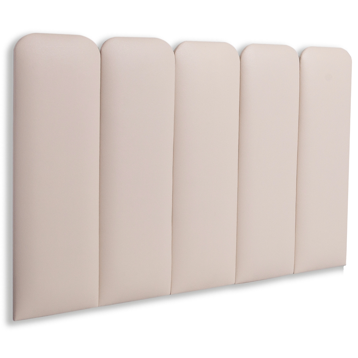 Cabeceira Solteiro Estofada Para Cama Box Kit 5 Placas Adesivas - Modelo Arredondada Courino Off White