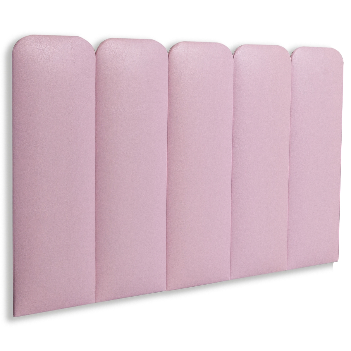 Cabeceira Solteiro Estofada Para Cama Box Kit 5 Placas Adesivas - Modelo Arredondada Courino Rosa