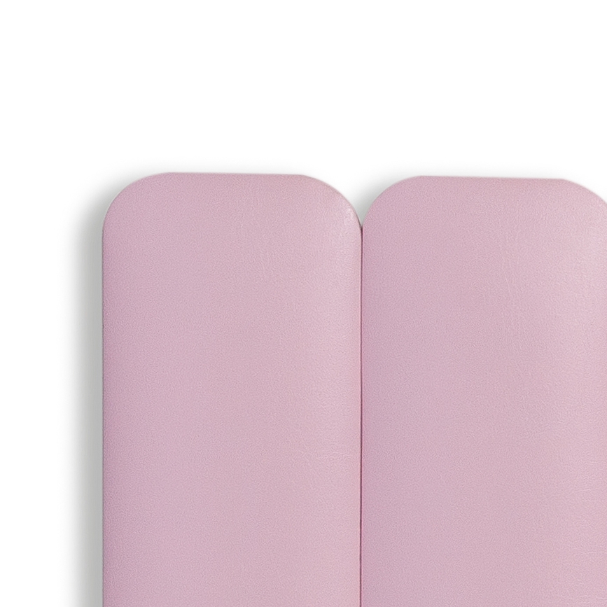 Cabeceira Solteiro Estofada Para Cama Box Kit 5 Placas Adesivas - Modelo Arredondada Courino Rosa