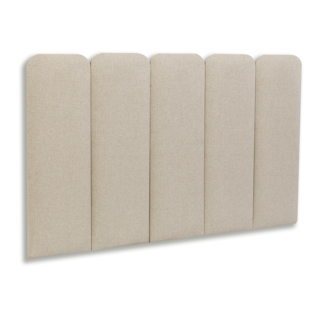 Cabeceira Solteiro Estofada Para Cama Box Kit 5 Placas Adesivas - Modelo Arredondada Linho Cru