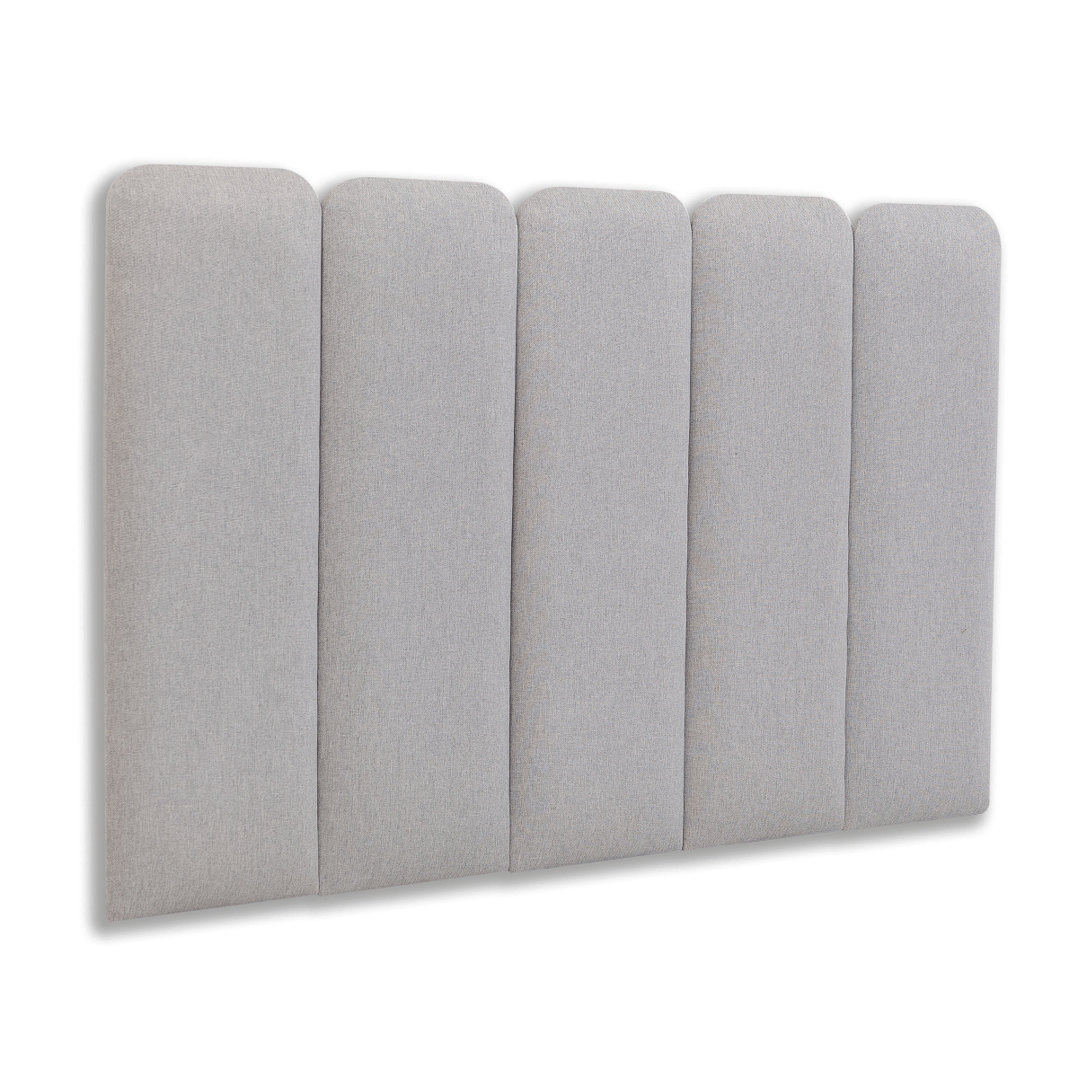 Cabeceira Solteiro Estofada Para Cama Box Kit 5 Placas Adesivas - Modelo Arredondada Linho Gelo