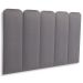 Cabeceira Solteiro Estofada Para Cama Box Kit 5 Placas Adesivas - Modelo Arredondada Suede Cinza