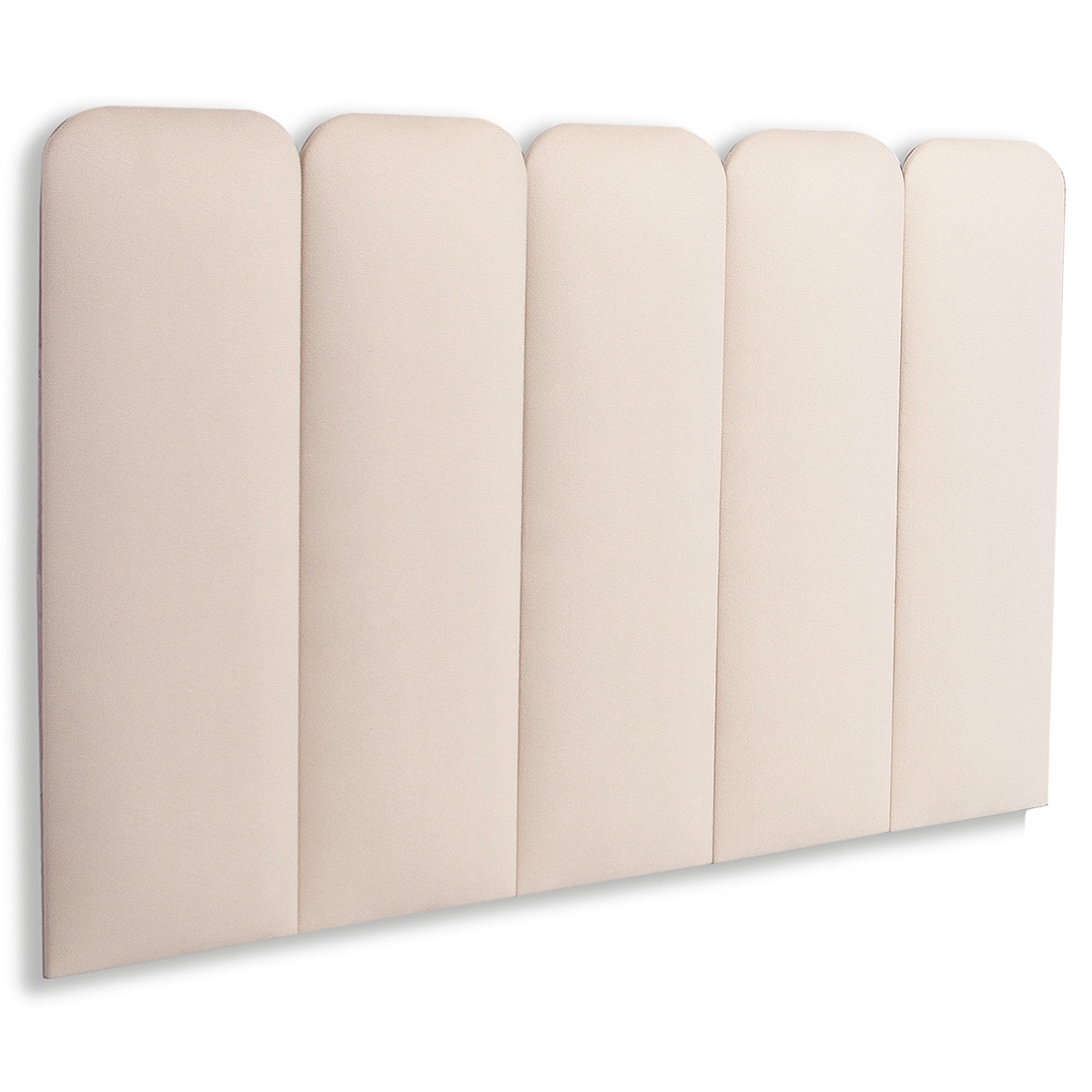 Cabeceira Solteiro Estofada Para Cama Box Kit 5 Placas Adesivas - Modelo Arredondada Suede Off White