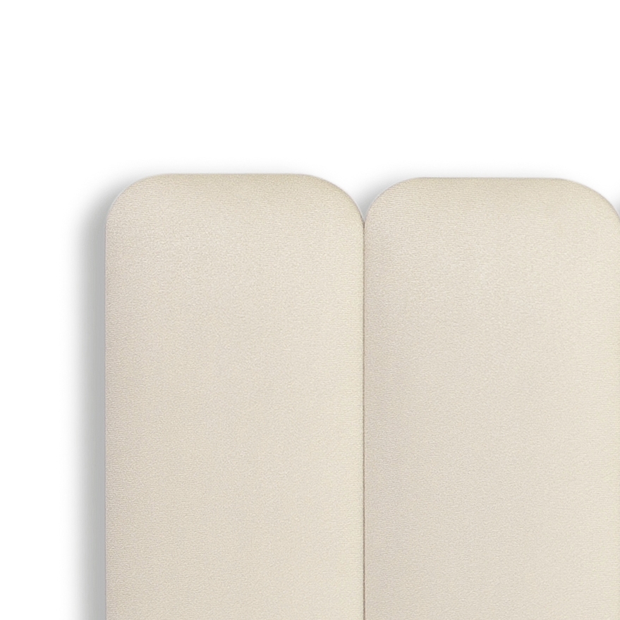 Cabeceira Solteiro Estofada Para Cama Box Kit 5 Placas Adesivas - Modelo Arredondada Suede Off White