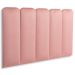 Cabeceira Solteiro Estofada Para Cama Box Kit 5 Placas Adesivas - Modelo Arredondada Veludo Rosê