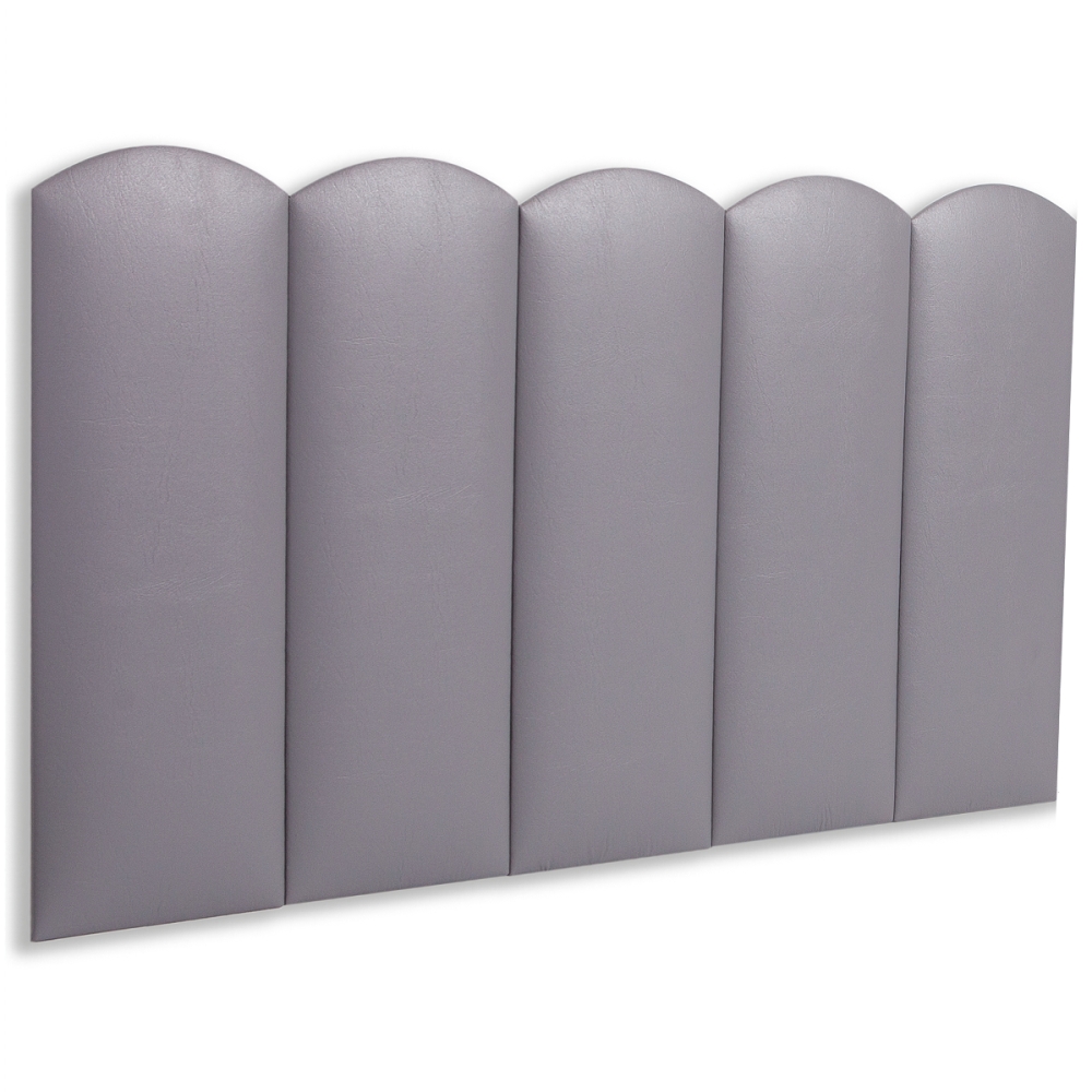 Cabeceira Solteiro Estofada Para Cama Box Kit 5 Placas Adesivas - Modelo Nuvem Courino Cinza