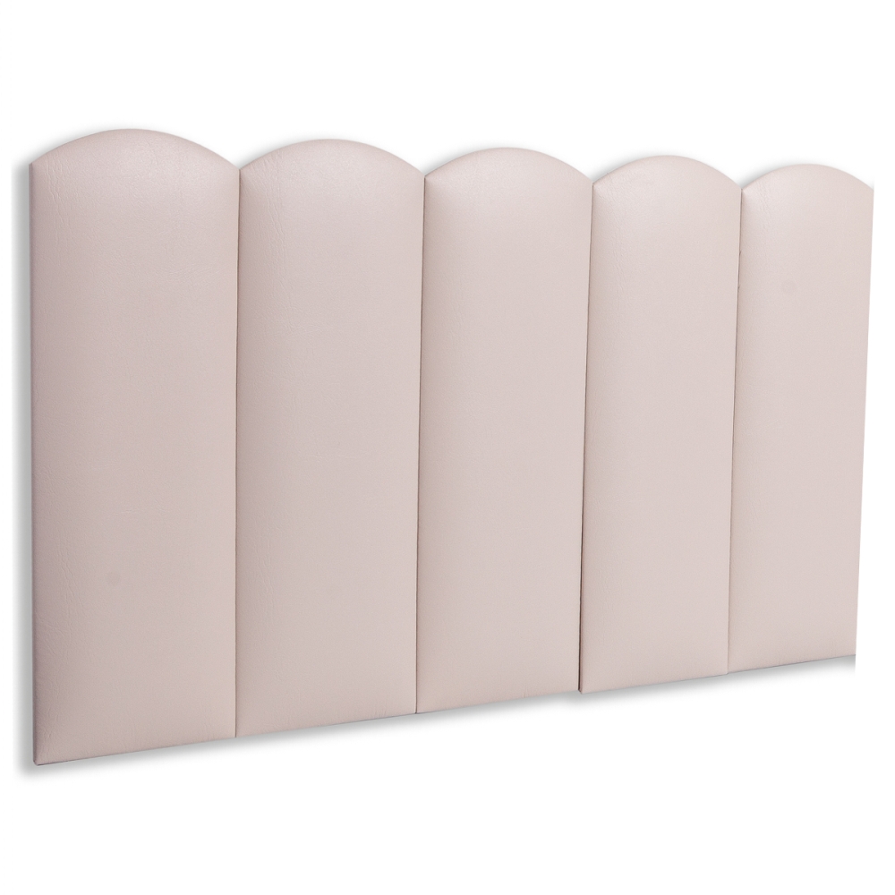 Cabeceira Solteiro Estofada Para Cama Box Kit 5 Placas Adesivas - Modelo Nuvem Courino Off White