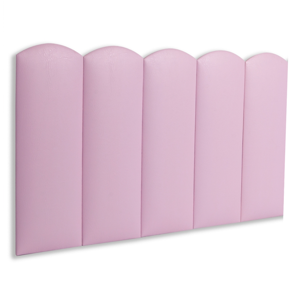 Cabeceira Solteiro Estofada Para Cama Box Kit 5 Placas Adesivas - Modelo Nuvem Courino Rosa